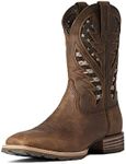 Ariat Mens Hybrid VentTEK Western Boot Distressed Brown/American Flag 10