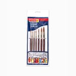 Camel Wood Paint Brush Series 66 - Round Synthetic Gold, Set of 7