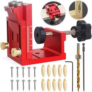 GoldEpic Pocket Hole Jig Kit for Woodworking 3-in-1 Pocket Dowel Jig Kit Angled Carpentry with Versatility for Joint Angle Drill Bit Carpentry Locator