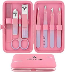 Tweezers Set for Facial Hair Removal Women, 8Pcs Precision Eyebrow Tweezers Nail Clipper Set Eyebrow Plucker Men for Ingrown Hair Removal (Pink)