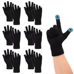 BBXWANG 6 Pairs Winter Gloves Knitted Magic Touch Screen Gloves Thermal Mittens Black Gloves for Phone Use Outdoor Activities