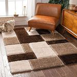 Tauhid Carpet Handwoven 3D Carved Super Soft Collection Modern Area Rug Carpet 2x5 feet Runner Beige Brown.