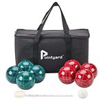 Pointyard Bocce Ball Set, 90mm Classic Bocci Ball Set with 8 Resin Bocce Balls/1 Pallino/Nylon Zippered Bag/Measuring Tape - Outdoor Family Games for Backyard/Lawn/Beach (Red & Green)