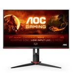 AOC Gaming Q27G2S - 27 Inch QHD Monitor, 165Hz, 1ms MPRT, IPS, FreeSync, Gsync Compatible, Height Adjust, Game Modes (2560x1440 @ 165Hz, 370 cd/m², HDMI 2.0 x 2, DisplayPort 1.4x1)Black-Red