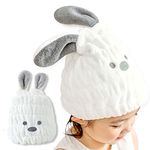 LCBD Microfiber Quick Drying Towel Wrap for Kids, Cute Bear Absorbent Drying Cap for Girls Curly Thick Long Hair, Soft Hair Dry Hat Cap