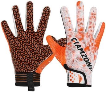 AIGEVTURE Youth Football Gloves Kids Football Gloves Youth Flag Football Gloves Receiving Gloves for Kids Best Gift White Orange Medium