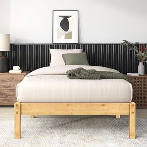 Zinus King Single Bed Frame | Bamboo Wood Bed Base Bedroom Furniture