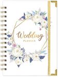 Tullofa Wedding Planner - Wedding Planner Book and Organizer for The Bride with 5 Tabbed Sections, 6.5" x 8.75", Hardcover with Metal Corner + 5 Inner Pocket + Sticker + Notes Pages - Purple White