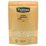 Organic Brown Rice Flakes -1kg - Raw, Vegan, No Additives, No Preservatives, GMO Free - Certified Organic - Thames Organic