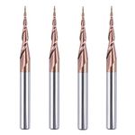 SpeTool 4Pcs Tapered Ball Nose End Mill 1/4" -3" with 0.5mm Tip Diameter (0.25mm Radius) CNC Router Bit 2D and 3D Engrave Carving Woodworking Tool