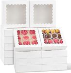 ZORRITA 9" x 9" x 2.5" Auto Pop-up Pie Boxes with Window, 20 Pack White Cookie Boxes Chocolate Covered Strawberries Boxes Bakery Boxes for Donuts, Muffins, Cheesecakes, Treats