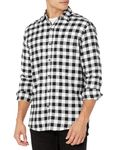 Amazon Essentials Men's Regular-Fit Long-Sleeve Flannel Shirt, Black Buffalo Plaid, Large