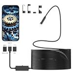 Endoscope Inspection Camera, 3-in-1 USB Borescope Inspection Camera with 8 LED Lights, 16.5FT Flexible Rigid Snake Inspection Camera 8mm IP67 Waterproof, Inspection Camera for Android, iPhone, iPad