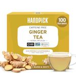 HANDPICK, Ginger Tea Bags (100 Count) Non-GMO,Pure Ingredients - Soothing & Spicy Blend | Round Eco-conscious Tea Bags | Herbal Tea Bags