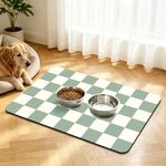 Dog Food Mat, Absorbent Cat Dog Mat for Food and Water Bowl Mat, Quick Dry Checkered Pet Feeding Mat, Non-Slip Pet Placemat with Rubber Backed (Green, 30x50cm)