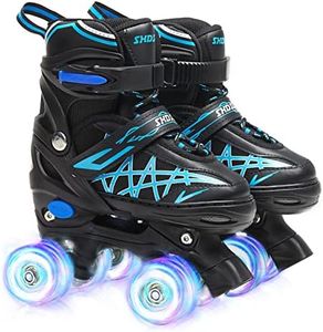 SHDSL Boys Roller Skates for Kids 4 Size Adjustable Roller Skates, All 8 Light Up Wheels for Boy's Girls Roller Skates Shine, Fun Illuminating for Boys Girls Kids Beginners patines para niñas S