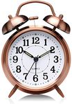 SETON Twin Bell Copper Table Alarm Clock with Night Led Light - Alarm Clock for Student for Kids Bedroom | Alarm Clocks for Heavy Sleepers