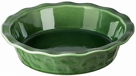 vicrays Ceramic Pie Pan for Baking - 9 inch Pie Plate Round Fluted and Deep Pie Dish for Tart Pizza Apple Pie Quiche Pot Pies Cake - Reactive Glaze (Green)