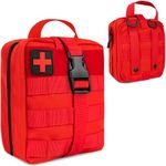 72 HRS IFAK Molle Trauma Kit, Deluxe Kit - First Aid Kit for Camping, IFAK Pouch, Molle First Aid Kit, Military Tactical First Aid Kit (Red)