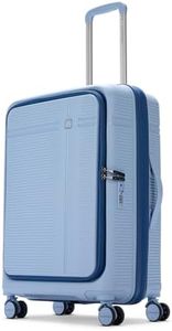 Aristocrat Solana Check-in Trolley Bag 65cm | Medium | Hard Luggage | 8-Wheel Suitcase with Front Opening for Business Travel | TSA Lock with Anti-Theft Zipper | 3 Years International Warranty (Blue)