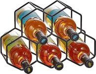 Sarman Geometric Hexagon 6 Bottle Desktop Wine Rack Freestanding Countertop Bottle Holder for Wine Storage, Metal (Black)