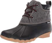 Skechers Women's Pond-Lil Puddles-Mid Quilted Lace Up Duck Boot with Waterproof Outsole Rain, Black/Charcoal, 4 UK