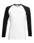 Fruit of the Loom Men Long-Sleeve Baseball T Shirt , Mens-White/Black-Medium