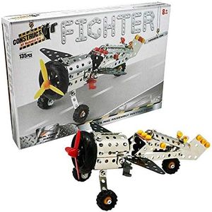 Construct IT Figher Jet Aeroplane - 135 Piece Figher Construction Kit - STEM Toys for 8+ Year Olds - Build Your Own Metal Figher Jet Aeroplane - STEM for Kids Ages 8-12