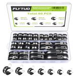 Flytuo 60PCS Cable Clamps Assortment Kit, 304 Stainless Steel Rubber Cushion Pipe Clamps in 7 Sizes 1/4" 5/16" 3/8" 1/2" 5/8" 3/4" 1"