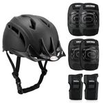 Kidsmate Sports Protective Gear Set for Boys & Girls | Kids Safety Guard Contains Helmet, Knee Pads, Elbow Pads & Wrist Guards | Ages 3-14 Years, Ideal for Cycling, Skateboarding & Scooters (Black)