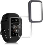 kwmobile Case Compatible with Huawei Watch Fit 2 Case - 2X TPU Silicone Fitness Tracker Cover - Transparent/Anthracite