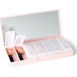 PORT X POLISH Designer Weekly Pill Box Organizer (Single 1X Daily, Blush Pink) | Compact, Stylish 7-Day Vitamin Supplement Case | Cute Portable Mini Travel Medicine Carrier | BPA-Free Pillbox Caddy