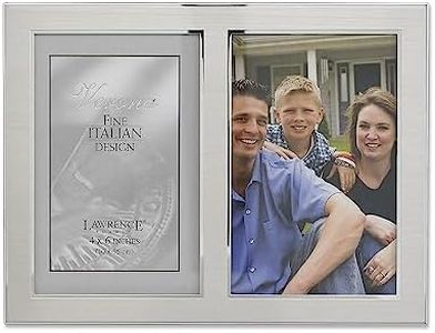 Lawrence Frames 2-Tone Double Opening Panel Picture Frame, 4 by 6-Inch, Brushed Silver Metal and Shiny Metal