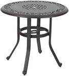 PHI VILLA 32 in Cast Aluminum Patio Outdoor Bistro Round Dining Table with Frosted Surface