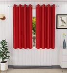 Parda Sansar Polyester Blend Fabric Long Blackout Sunblock Room Darkening Eyelet Curtain for Bedroom Living Room Door Window (5 Feet, Red) - Set of 2