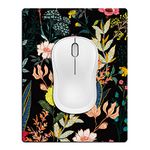 Cyanbone Small Mouse Pad Cute, Mini Mouse Pads for Wireless Mouse and Laptop, Travel Mousepads with Designs - Night Blooming Flowers, Kawaii Portable Mousepad with Rubber Base for Women - 5.5 x 7 in