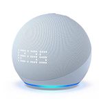 Certified Refurbished Echo Dot with clock (5th generation, 2022 release) | Bigger vibrant sound Wi-Fi and Bluetooth smart speaker and Alexa | Cloud Blue