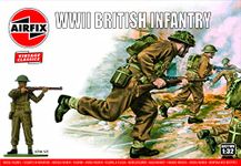 Airfix Vintage Classics WWII British Infantry 1:32 WWII Military Diorama Plastic Model Figures A02718V, Small, Unpainted