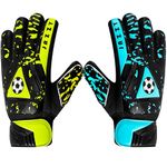 Jazzy Sports Contrast Goalkeeper Gloves for Youth, Kids Goalie Gloves with Double Wrist Protection, Non-Slip Latex Material, Adult Soccer Goalkeeper (Cyan Blue-Yellow, Size 2 Suitable for 4-5 Years)