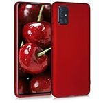 kwmobile Case Compatible with Samsung Galaxy A71 Case - Soft Slim Metallic TPU Silicone Cover - Metallic Dark Red