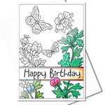 Art Eclect Birthday Adult Coloring Cards, 10 Cards With Unique Designs and 10 White Envelopes (Birthday/10)