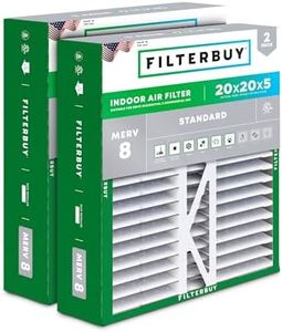 Filterbuy 20x20x5 Air Filter MERV 8 Dust Defense (2-Pack), Pleated HVAC AC Furnace Air Filters Replacement for Honeywell FC100A1011 and Lennox X0585 (Actual Size: 19.63 x 19.88 x 4.38 Inches)