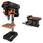 WEN 4208T 2.3-Amp 8-Inch 5-Speed Cast Iron Benchtop Drill Press + 6502T 4.3-Amp 4 X 36 In. Belt and 6 In. Disc Sander with Cast Iron Base