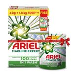 Ariel Matic Machine Expert Detergent Powder Front Load - 4Kg + 1.8kg + 500g Liquid free | Removes 100 Tough Stains in 1 wash | Specially Designed for Washing Machines | Fresh Fragrance