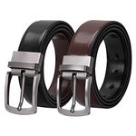 JASGOOD Men’s Leather Reversible Belt Black Brown Reverse Dress Belt Rotated Buckle Adjustable Trim to Fit 1.37 Wide, Suit for Waist Size 34-37 Inches, A-Black/Coffee(Gun Buckle)