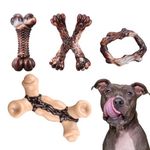 AGGERDOT Indestructible Dog Toys for Aggressive Chewers, Tough Nylon Dog Chew Toys for Large Dogs, Durable Bacon Flavored Dog Bones, 4 Pack