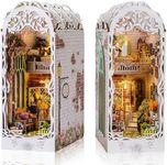 suruim DIY Book Nook Kit Bookend Puzzle Miniature Nook Library Bookshelf Insert Bookends Decoration Books Ornaments Gifts for Adults(Garden House)