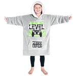 CityComfort Fleece Hoodie Blanket for Kids and Teenagers - Football One Size Kids Oversized Hoodie with Sherpa-Lined Hood Gaming Gifts for Kids (Grey/Green)