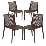 Supreme chairs Oasis Designer Armless Plastic Chair for Dining Room, Restaurent, Cafeteria and Office use (Colour : Globus Brown ; Count : 4)