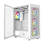 Apevia EVOLUTION-WH Evolution Mid Tower Gaming PC Case w/ 6x 120mm PWM ARGB Fans, 366 RGB Light Modes, 1x Metal Plate Mesh Front Panel, 1x Door Swivel Style Magnetic Glass Side Panel, 2x USB3.0, White